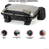 Tefal 1800 W Güçlü Elektrikli Tost ve Izgara Makinesi, Çıkarılabilir Döküm Plakalar, Ayarlanabilir Isı ve Tam Açılan Barbekü Konumu - Gri
