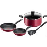 Tefal 5 Parçalı Tava Seti 20/24 + Tencere 24 Cm + Kapak + Spatula, İndüksiyon Yok, Yapışmaz Kaplama, Termal Sinyalli Isı Göstergesi, Ergonomik Sap, Super Cook B460s584