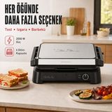 Tefal 6 Dilim Tost Hazırlayabilen 3’ü 1 Arada Elektrikli Izgara, 2000 W Güç, Tam Açılan Barbekü Konumu ve Bulaşık Makinesinde Temizlik - Silver