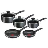 Tefal, Bistro Tencere Seti, Alüminyum, Alüminyum, Siyah, 20 & 24Cm Tavalar, 16 & 18 & 20Cm Kapaklı Tencereler