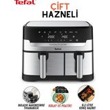 Tefal Çift Hazneli Yüksek Kaliteli Yağsız Fritöz, 8 Otomatik Program, Izgara Modu, Kolay Temizlik, Ekstra Çıtır Teknolojisi + Onerous Mutfak Tartısı - Gri