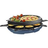 Tefal Colormania Raclette Izgara ve Krep Için 3'ü 1 Arada Raclette Makinesi, Yapışmaz Kaplama, Easy Plus, 8 Kase, Bulaşık Makinesinde Yıkanabilir, 1050 W, Çelik Mavi RE310401 - Siyah