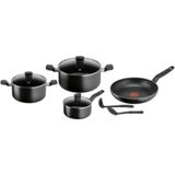 Tefal Dark Stone 9 Parça Set 20 cm, 24 cm, 28 cm, 16 cm Titanyum Kaplama Derin Tencereler - Siyah