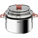 Tefal Derin Tencere Seti 3 Parça Gümüş Çelik Kaplama 20 cm Ebatlarıyla Şık Tasarım