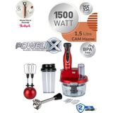 Tefal Dilimleyici ve Rende 4 Bıçaklı Powelix 1500W Güç 1,5 Litre Cam Hazneli Mutfak Robotu - Kırmızı