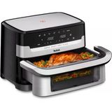Tefal Dual Easy Fry Flex Sıcak Hava Fritözü 9L - 2 Bölmeli Ve Giantzone'lu Airfryer, Flexcook Bölücü, 2700 W, 40-200 °C, 7 Program, Az Yağlı Kızartma Ve Aynı Anda 2 Yemek Hazırlama Ey922de0
