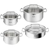 Tefal Duetto 8 Parça Çelik Tencere Seti Gümüş Renk İndüksiyon Uyumlu ve Kolay Temizlik Özellikli