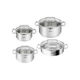 Tefal Duetto+ Paslanmaz Çelik Tencere Seti, 8 Parçalı Cam Kapaklı, Korozyona Dayanıklı, 16/20/24 Cm, Bulaşık Makinesinde Yıkanabilir, 250°C'