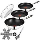 Tefal E30 Jamie Oliver Tava Seti İndüksiyon 6 Parça -Set12- Kapaklı Yüksek Wok 28 Cm, Tava 28 Cm + 24 Cm, Paslanmaz Çelik, Wok Tava Bulaşık Makinesinde Yıkanabilir, Yapışmaz Kaplamalı, Gümüş