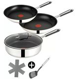 Tefal E30 Jamie Oliver Tava Seti İndüksiyon 6 Parça -Set15- Kapaklı Sote Tavası 25Cm Yüksek Kenar, Tava 20 Cm + 28 Cm, Kaplamalı, Fırına Uygu