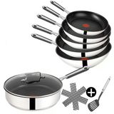 Tefal E30 Jamie Oliver Tava Seti İndüksiyon 9 Parça -Set19- Kapaklı Sote Tavası 25 Cm, Kapaklı Wok 28 Cm, Tava 28Cm, 24Cm, 20Cm, Büyük Evler İçin İdeal, Wok Tava Seti, Gümüş