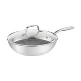 Tefal Eternal Mesh Wok Tava, Çizilmeye Karşı Dayanıklı Ağ Kaplamalı, İndüksiyonlu Ocaklar Dahil Her Türlü Ocak İçin Uygundur, Cam Kapak Dahil, Paslanmaz Çelik, 28 Cm, E49716