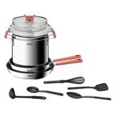 Tefal G721sd Opti'space 13 Parça Tencere, Tava Ve Mutfak Eşyası Seti | Birinci Sınıf Paslanmaz Çelik 18/10 | İndüksiyon | İstiflenebilir Set | Ölçme Ölçeği | Yapışmaz Kaplama | Kaymaz Saplar | Gümüş