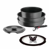 Tefal Ingenio 6 Parçalı Set, İndüksiyon, Dökme Alüminyum, Tava, Wok + Cam Kapak, Güveç Kabı + Dökme Demirden Yapılmış Kapak, Çıkarılabilir Sap, Bulaşık Makinesinde Yıkanabilir, İlham L867s604