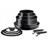 Tefal Ingenio Easy Cook & Clean Tencere Seti, Siyah, Alüminyum, 10 Parça, Çıkarılabilir Saplı, Yapışmaz Kaplama, 16-28 Cm, 3 Cam Kapaklı