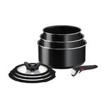Tefal Ingenio Easy On Try-Me Tava Seti, 7 Parça, İstiflenebilir, Çıkarılabilir Sap, Yerden Tasarruf Sağlayan, Yapışmaz Kaplama, Siyah, L1599602