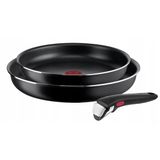 Tefal Ingenio Ekstra Tava Seti, 3 Parça, 24 Cm Ve 28 Cm, Çıkarılabilir Sap, Yapışmaz Kaplama, Termal Sinyal, 260°C'ye Kadar Fırına Dayanıklı, Siyah