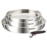 Tefal Ingenio Emotion Tava Seti, 3 Parça, 22/24/28 Cm + Çıkarılabilir Sap, Paslanmaz Çelik, Kaplamasız, İndüksiyona Uygun, Fırına Dayanıklı, Bulaşık Makinesinde Yıkanabilir