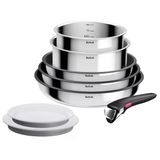 Tefal Ingenio Tencere Ve Tava Seti, 8 Parça, Paslanmaz Çelik, Tencere 16-18Cm, Tava 22-26Cm, Çıkarılabilir Saplı, Plastik Kapak