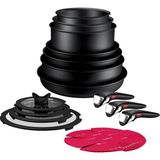 Tefal Ingenio Unlimited 6x Maxi Büyük 28 cm Düz Tava Seti 22 Parça Siyah Alüminyum Malzeme ile Kolay Temizlenebilir