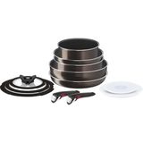 Tefal Ingenio Xl Force Titanyum 2x 12 Parça Büyük Tava Tencere Seti - 2100129608 - Siyah - 26/28 cm Tava + 28cm Wok tava + 24cm kısa tencere + 22cm derin tencere + 2 adet çıkarılabilir sap + 22/24cm plastik kapak + 22/24/28 cm cam kapak