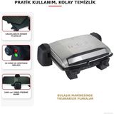 Tefal Inox Tasarımlı Elektrikli Izgara ve Tost Makinesi, Tam Açılabilen Gövde, Bulaşık Makinesinde Yıkanabilir Döküm Plakalar ve Kolay Temizlik - Gümüş