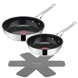 Tefal Jamie Oliver Classic Cook Tava Seti 24/28 Cm, Tava Koruyucusu Dahil, Yapışmaz Seramik Yüzey, Termal Sinyal, Her Türlü Ocak İçin, Paslanmaz Çelik, H881s355