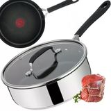 Tefal Jamie Oliver Home Cook Sote Tavası, Mavi/Gri, Alüminyum, 24 Cm, Yapışmaz Kaplama, Termo Sinyal, Bulaşık Makinesinde Yıkanabilir, Cam Kapaklı, 3,5 L