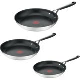 Tefal Jamie Oliver Kitchen Essentials Tava Seti, Kızartma Tavası, İndüksiyon, Paslanmaz Çelik, Silikon Sap (20/24/28 Cm)