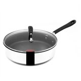 Tefal Jamie Oliver Sote Tavası 25 Cm, İndüksiyonlu Kapaklı, Paslanmaz Çelik Tava, Yapışmaz Kaplama, Yüksek Kenarlı, Fırına Dayanıklı, Perçinli Sap, E30