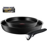 Tefal L65093 Ingenio Titanyum Talent Pro Düz Tava Seti 3 Parça 22 cm 28 cm Siyah Çıkarılabilir Saplı 2100111096