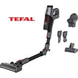Tefal Lüks Flex Kablosuz Dikey Şarjlı Süpürge Evcil Hayvan Dostu LED Işıklı Başlık Kablosuz ve Torbasız Tasarım - Kırmızı - Gri