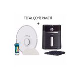 TEFAL-Mop Özellikli Akıllı Robot Süpürge Beyaz + Fritöz Airfryer Hava Ile Kızartma & Izgara