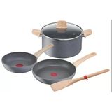 Tefal Natural Force G2669282 Tencere 24 Cm + Tavalar 20/24 Cm + Spatula, İndüksiyon, Yapışmaz Kaplama, Termo Sinyal, Sağlıklı Pişirme, Fransa'da Üretilmiştir, 5 Parça