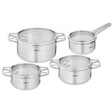 Tefal Nordica 8 Parçalı Tencere Seti, Tencere 16 Cm + Tencereler 18/20/24 Cm Paslanmaz Çelik + Cam Kapak, Dökme Ağzı, Kolay Boşaltma, İndüksiyon, H852s855