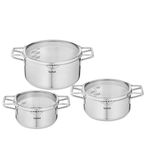 Tefal Nordica H852s655 Tencere, 6 Parça, 18/20/24 Cm, Paslanmaz Çelik + Cam Kapak, Dökme Ağzı, Kolay Dökme, İndüksiyon