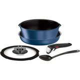 Tefal [Online Özel] L77995 Çıkarılabilir Saplı Kızartma Tavası, 5 Parçalı Set, İndüksiyonlu Ve Gazlı Ateş, Ingenio Neo Ih Blue Marquise Unlimited Basic Set 5, Yapışmaz, Mavi