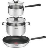 Tefal Optispace 3 Parça Tencere - Açık Gri - set