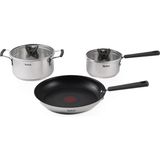 Tefal Optispace 5x G737S544 Tencere Seti 3 Parã§a - Kalın Tabanlı, Indüksiyon Uyumlu, Bulaşık Makine - Gümüş