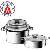 Tefal Optispace 8 Parça Çelik Tencere Seti - Siyah