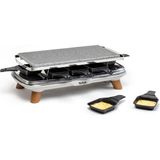 Tefal Pierrade Gourmet Raclette, Taş Tırmık, 2'si 1 Arada, Iç Mekan, 1350W, Doğal Taş, 8 Maxi Derin Kase, Kolay Temizlenebilir, Gri, Ahşap Görünümlü Ayak PR620D12 - Siyah