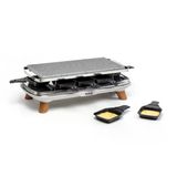 Tefal Pierrade Gourmet Raclette, Taş Tırmık, 2'Si 1 Arada, İç Mekan, 1350W, Doğal Taş, 8 Maxi Derin Kase, Kolay Temizlenebilir, Gri, Ahşap Görünümlü Ayak Pr620d12