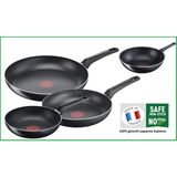 Tefal Titanyum 1x Simplyclean Difüzyon Tabanlı 4 Lü Tava Seti-32 +26 +20 +28WOK Tava - siyah