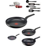 Tefal Titanyum 2x Xl Force Wok Difüzyon Tabanlı Tava Seti- 28 Cm+24+Wok+Krep - Siyah
