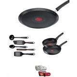 Tefal Titanyum 3x Ultimateone Indüksiyon Tabanlı Tava Seti 26+24+25KREP+5,LI Spatula Setl - 3X 26+24+25krep+5,li spatula setl - Siyah