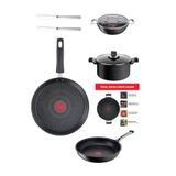TEFAL Titanyum 6x Excellence Indüksiyon Tabanlı döküm Tava 26 Cm 25krep 22sahan 24 Derin Tencere 9 Parça