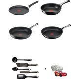 Tefal Titanyum 6x Excellence Indüksiyon Tabanlı Tava Seti 30,26,22,25 cm Krep - 6x 30,26,22,25 CM - Siyah