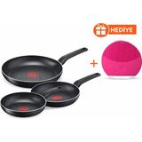 Tefal Titanyum Difüzyon Tabanlı 3lü Tava Seti 20/24/28 cm Titanyum - Siyah