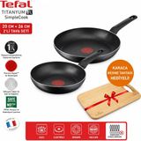 Tefal Titanyum Difüzyon Tabanlı Simple Cook Tava Seti - 20CM+26 cm - Siyah