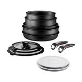 Tefal Titanyum Kalın 6x 12 Parça Tava Seti Bulaşık Makinesinde Yıkanabilir - Siyah - Şeffaf